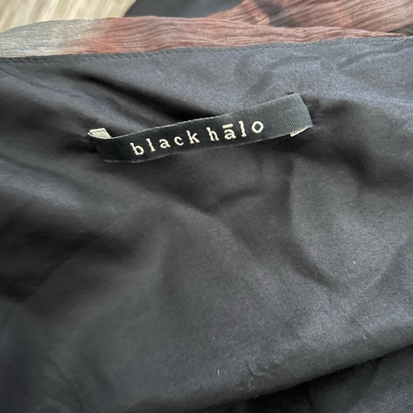 Black Halo Silk abstract one shoulder Asymmetrical Dress cut out sleeve 4 - Picture 5 of 5